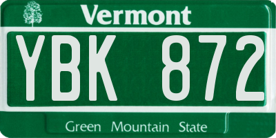 VT license plate YBK872