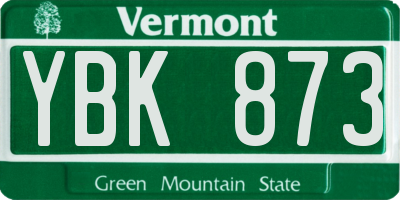 VT license plate YBK873