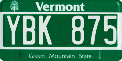 VT license plate YBK875