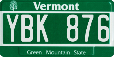 VT license plate YBK876