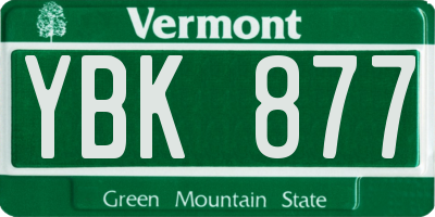 VT license plate YBK877