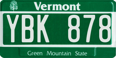 VT license plate YBK878