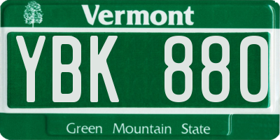 VT license plate YBK880