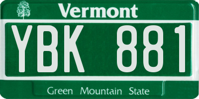 VT license plate YBK881