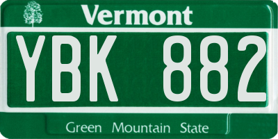 VT license plate YBK882