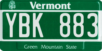 VT license plate YBK883