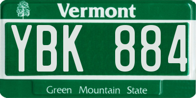VT license plate YBK884