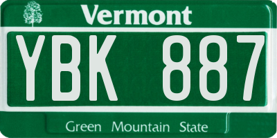 VT license plate YBK887
