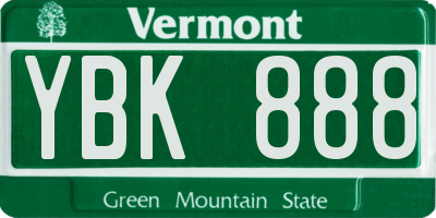 VT license plate YBK888