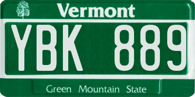 VT license plate YBK889