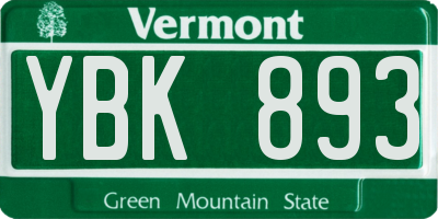 VT license plate YBK893