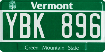 VT license plate YBK896