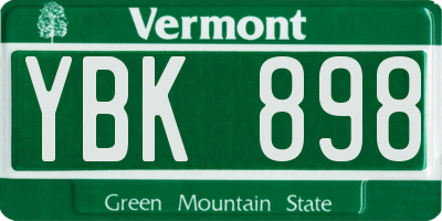 VT license plate YBK898
