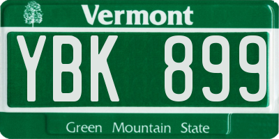VT license plate YBK899