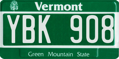VT license plate YBK908