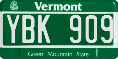 VT license plate YBK909