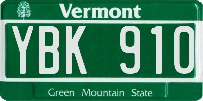 VT license plate YBK910