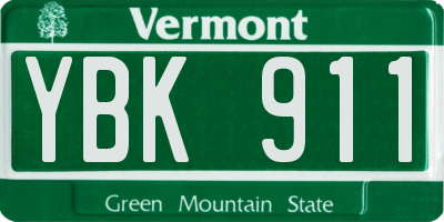 VT license plate YBK911