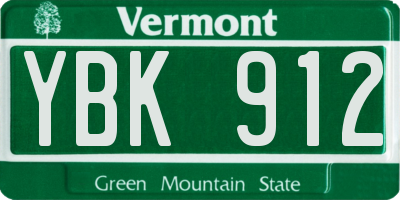 VT license plate YBK912