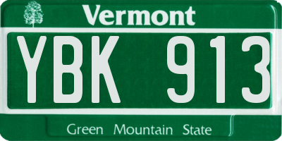 VT license plate YBK913
