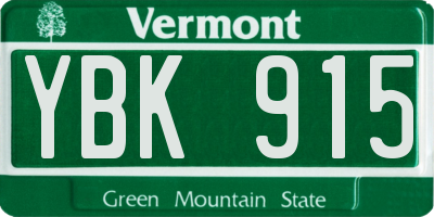 VT license plate YBK915