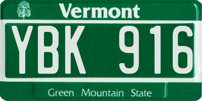 VT license plate YBK916