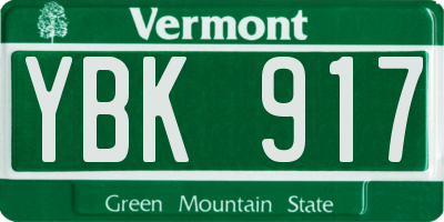 VT license plate YBK917