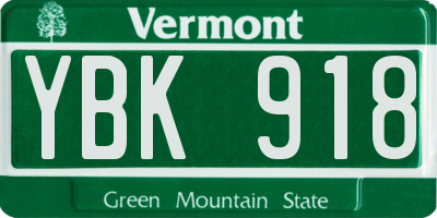 VT license plate YBK918