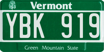 VT license plate YBK919