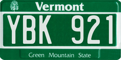 VT license plate YBK921
