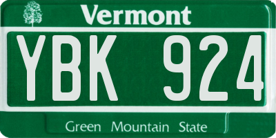 VT license plate YBK924