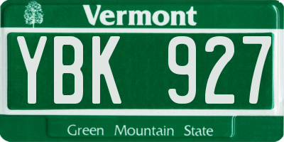 VT license plate YBK927