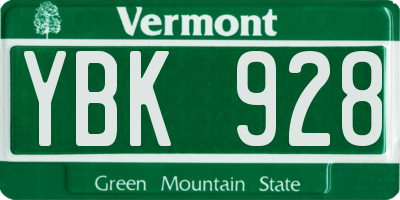 VT license plate YBK928