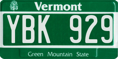 VT license plate YBK929