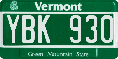 VT license plate YBK930