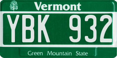 VT license plate YBK932