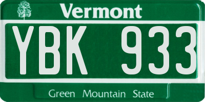 VT license plate YBK933