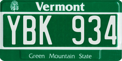 VT license plate YBK934