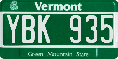 VT license plate YBK935