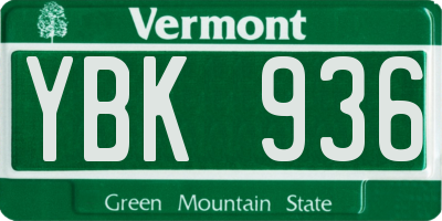 VT license plate YBK936