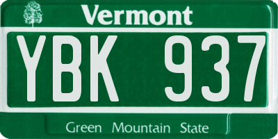 VT license plate YBK937