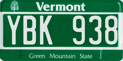 VT license plate YBK938