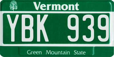 VT license plate YBK939