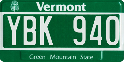 VT license plate YBK940
