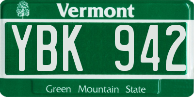 VT license plate YBK942