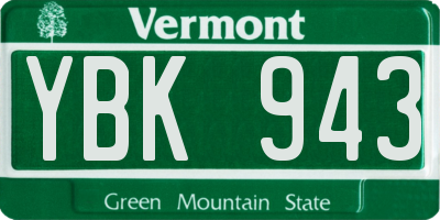 VT license plate YBK943
