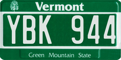 VT license plate YBK944