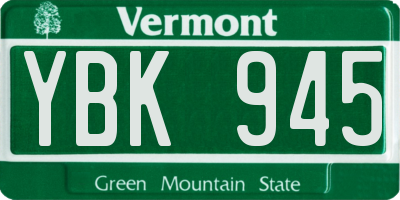 VT license plate YBK945