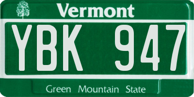 VT license plate YBK947
