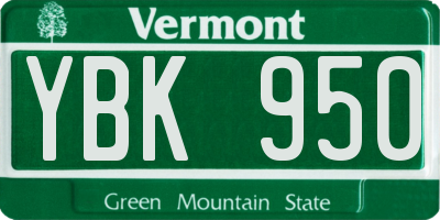VT license plate YBK950